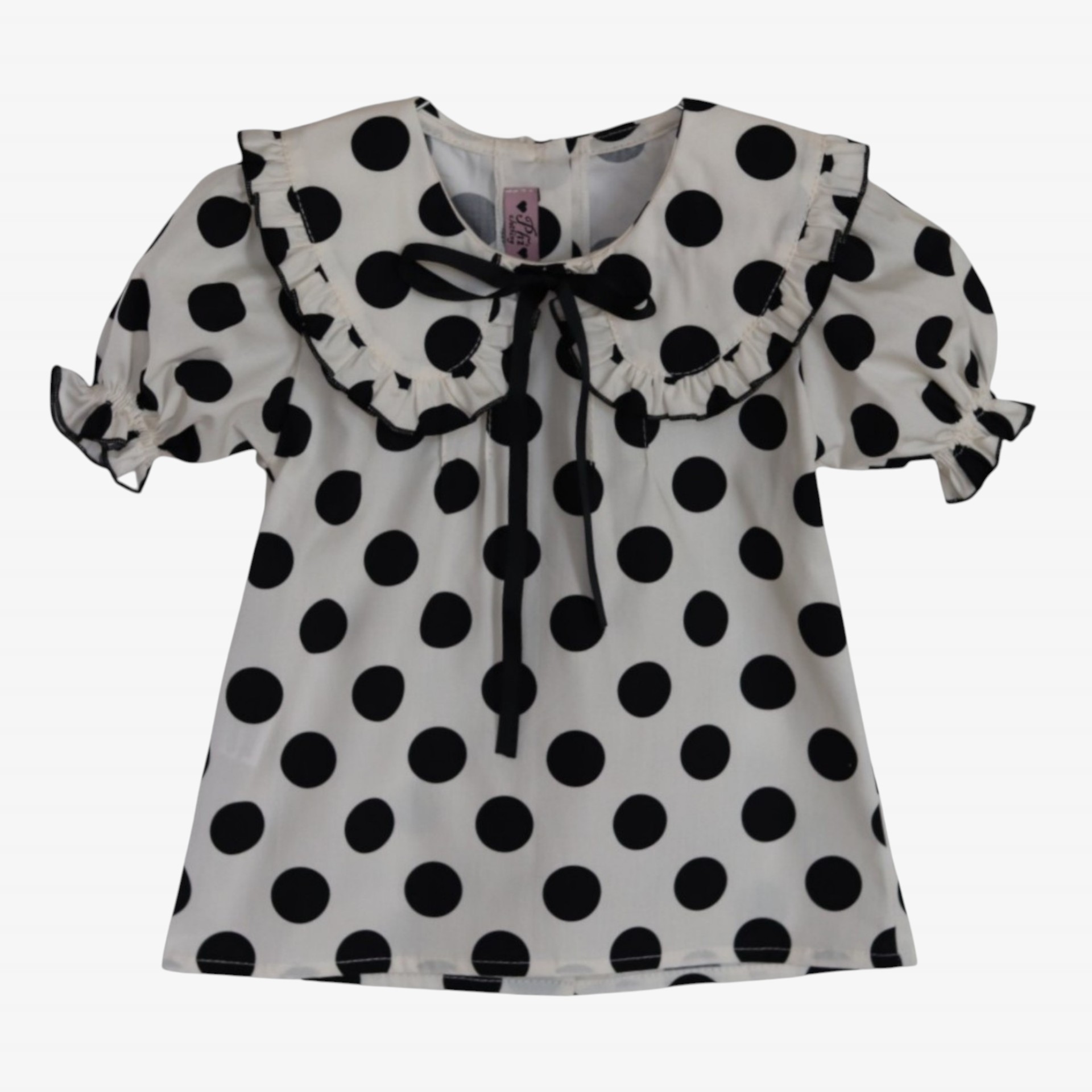 Black polka dot blouse with bow