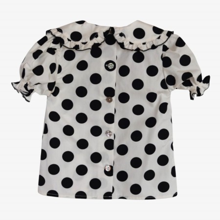 Black polka dot blouse with bow