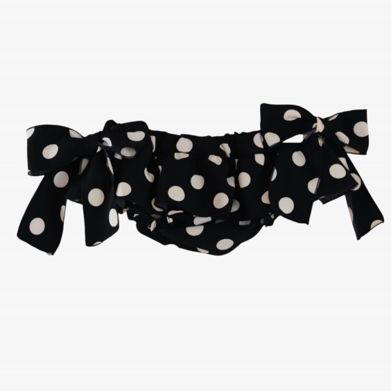Black bloomer with ivory polka dots