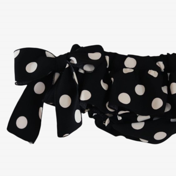 Black bloomer with ivory polka dots