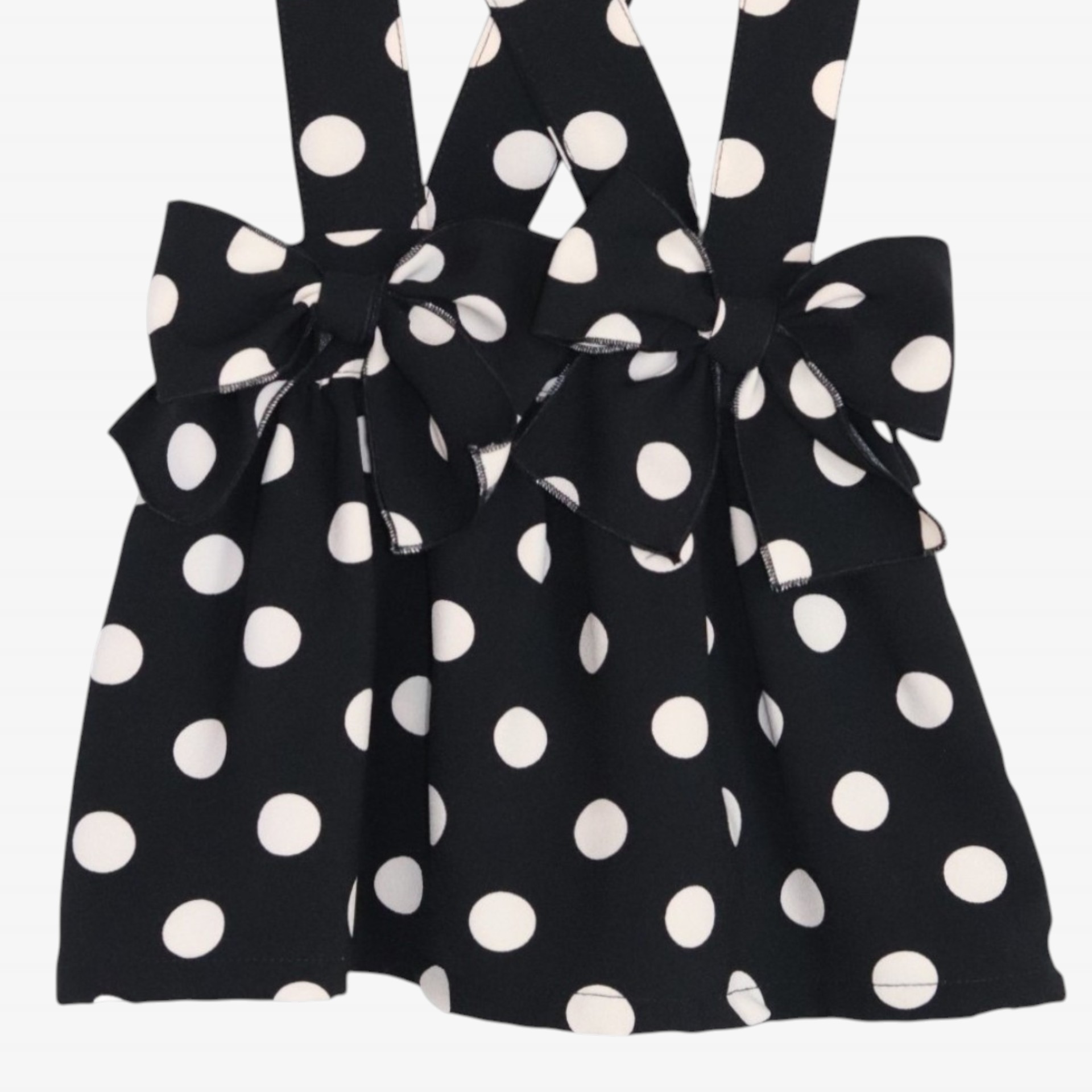 Black strap skirt with cream polka dots