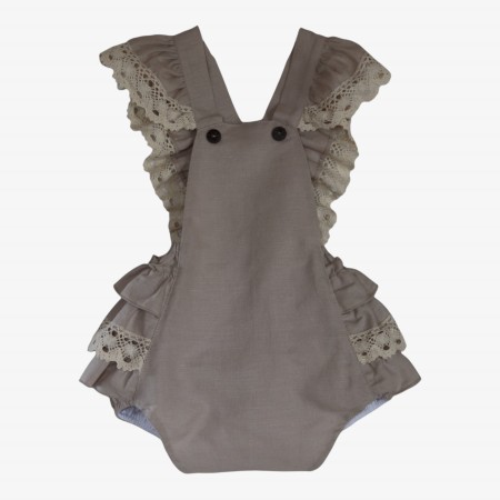 Beige linen romper
