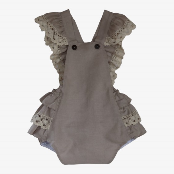 Beige linen romper