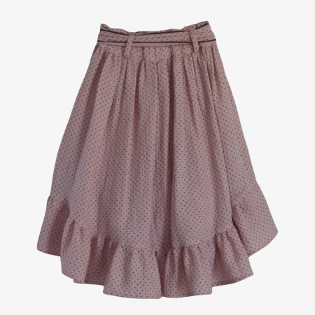 Asymmetrical old rose skirt with polka dots