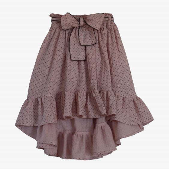 Saia assim�trica rosa velho com pintas