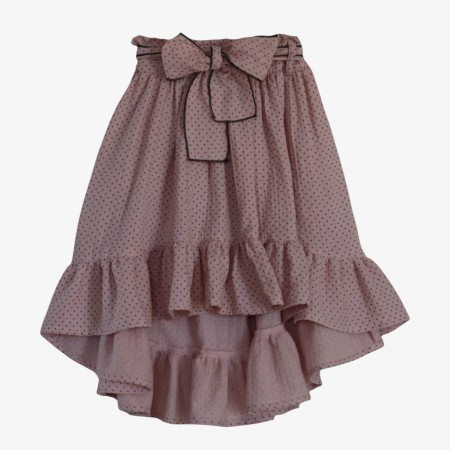 Asymmetrical old rose skirt with polka dots