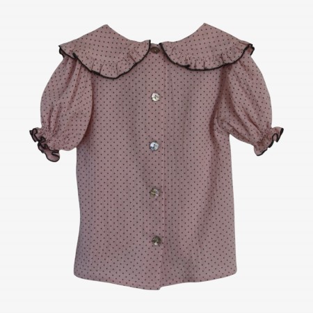 Pink blouse with polka dots