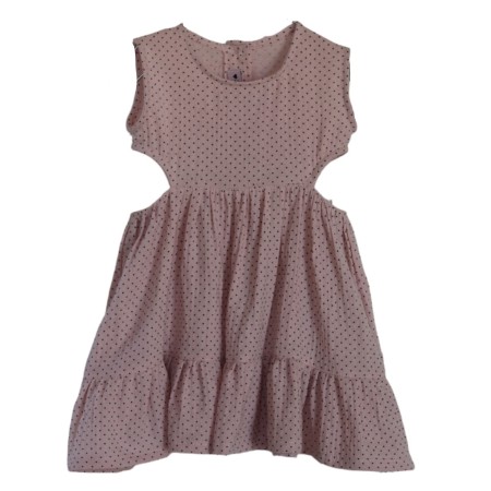 Rose cut-out dress with polka dots 