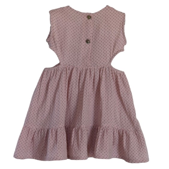 Vestido cut out rosa velho com pintas