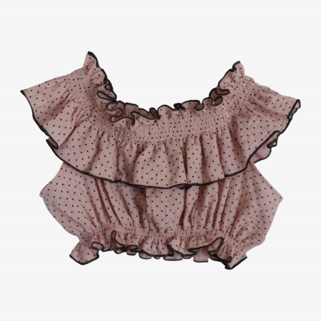 Old rose top with polka dots