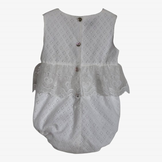 Embroidered romper with tulle