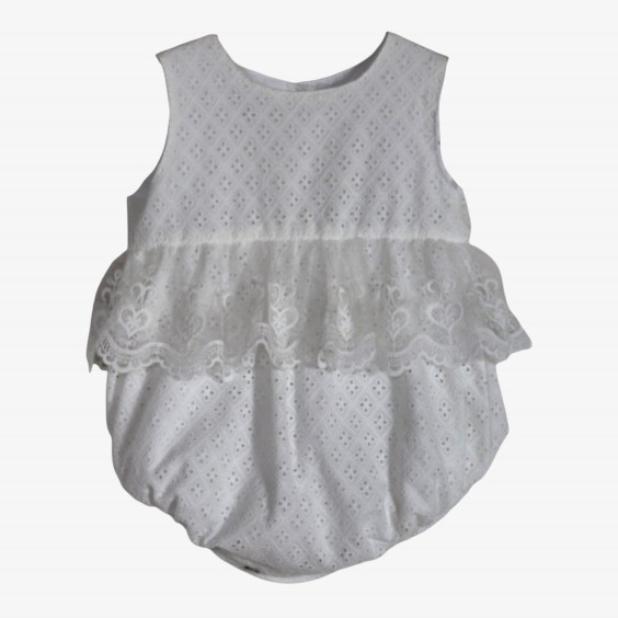 Embroidered romper with tulle
