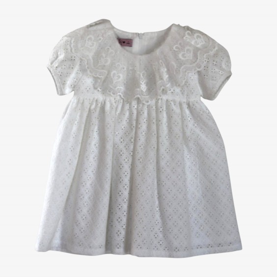 White dress embroidered with tulle