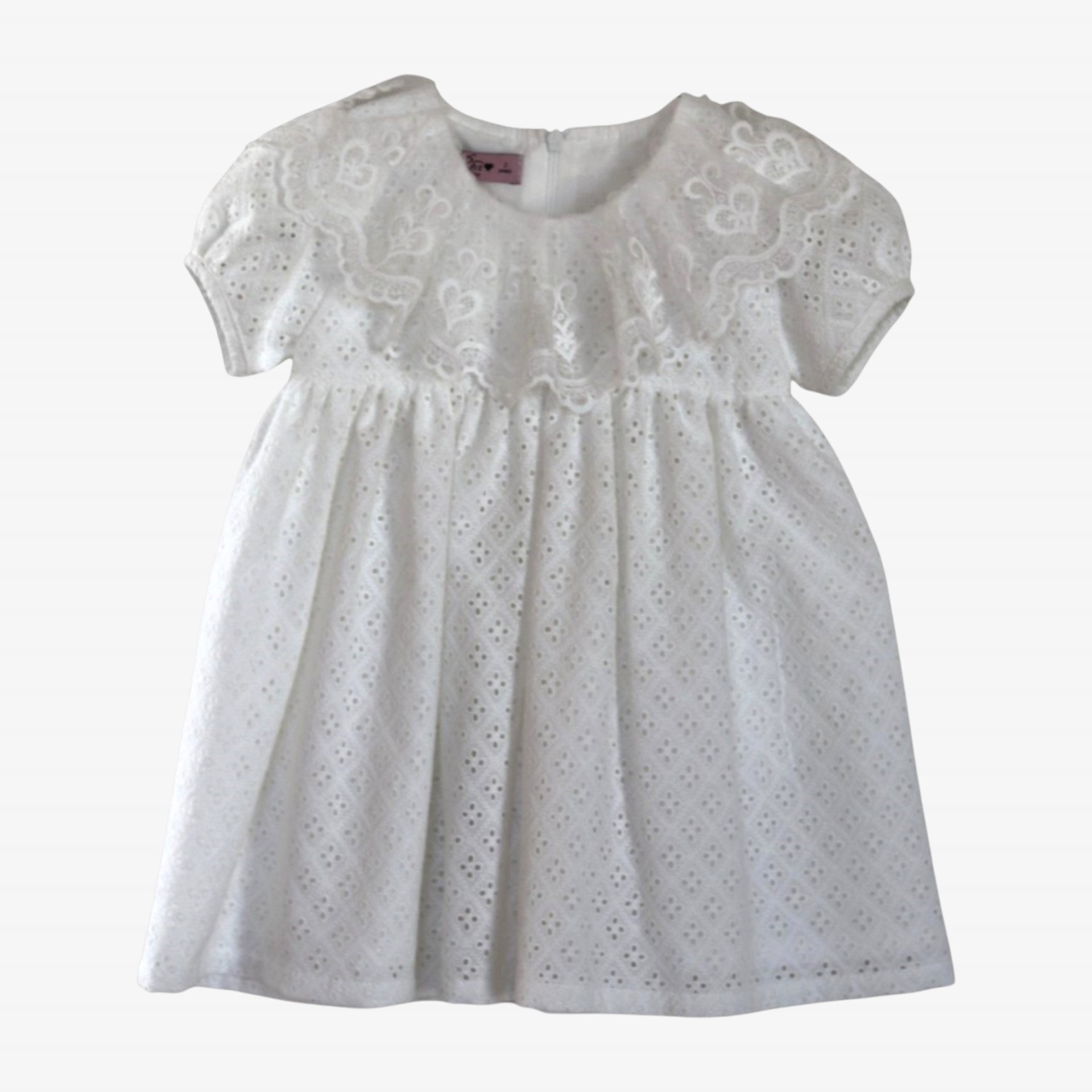 White dress embroidered with tulle