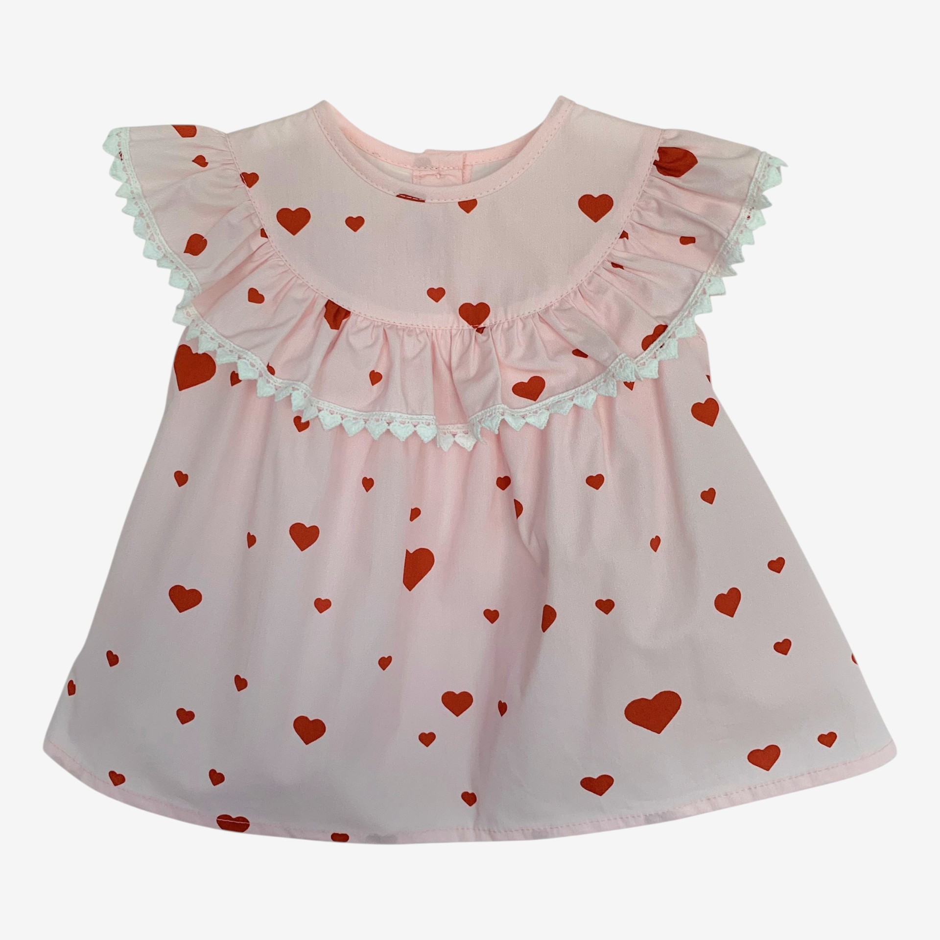 Pink with red hearts heart lace blouse