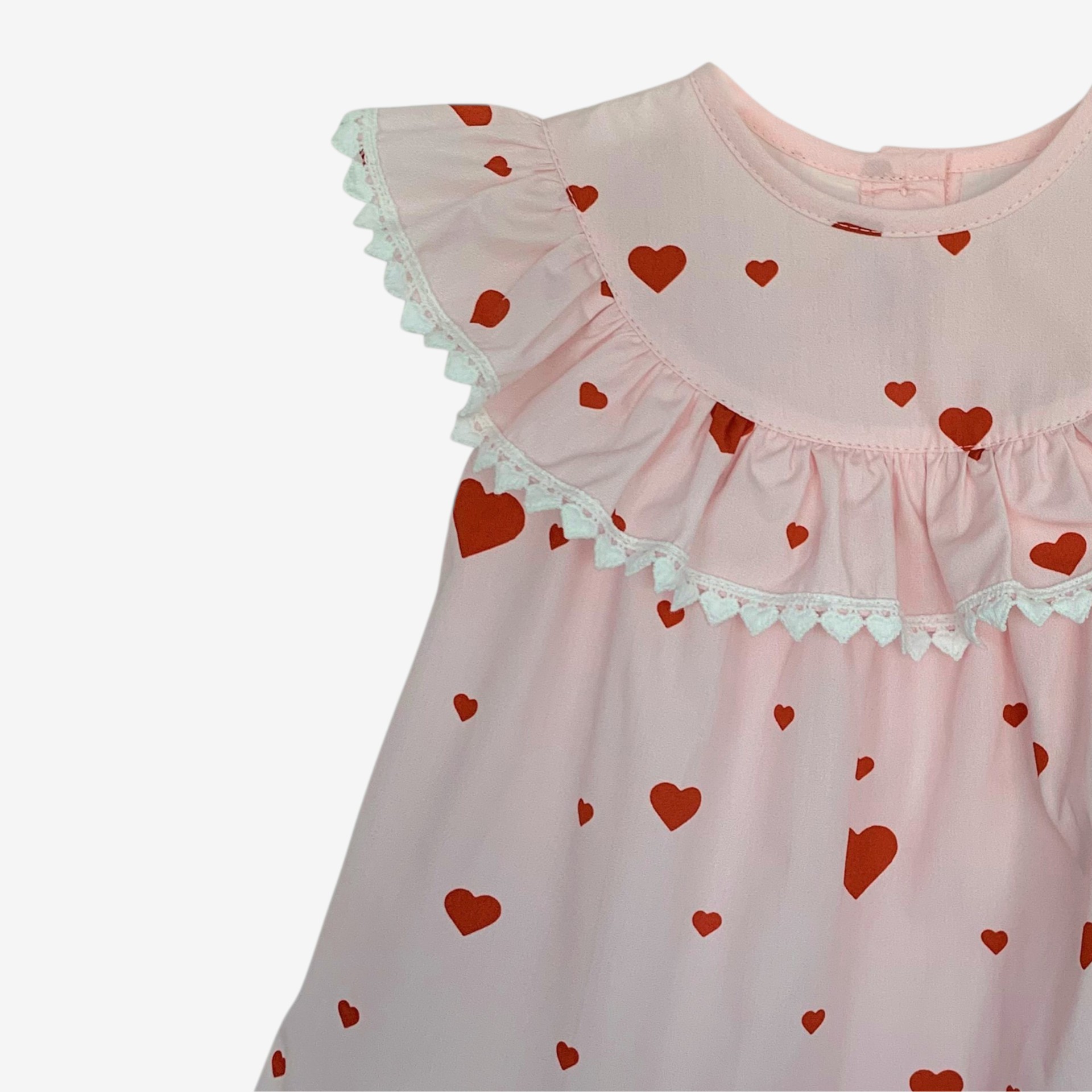 Pink with red hearts heart lace blouse