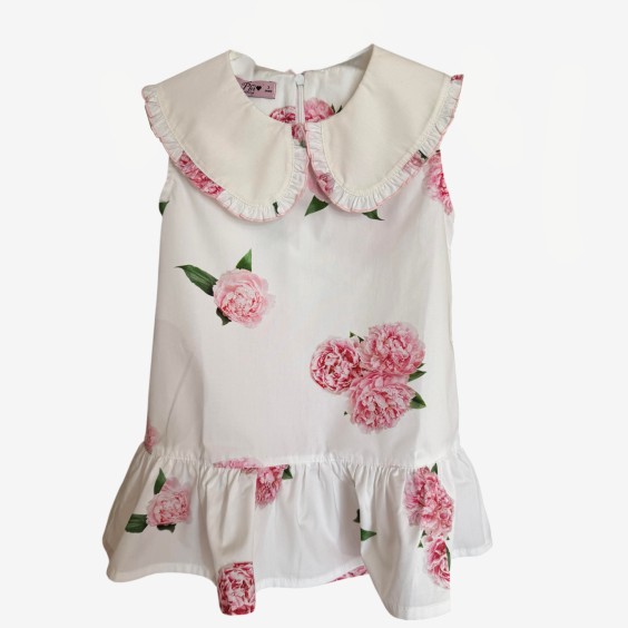 Peony dress with white collar