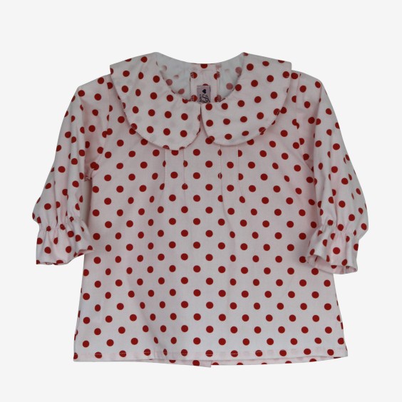 Red dots collar blouse