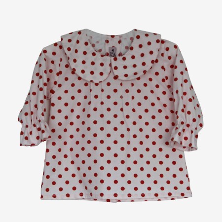 Red dots collar blouse
