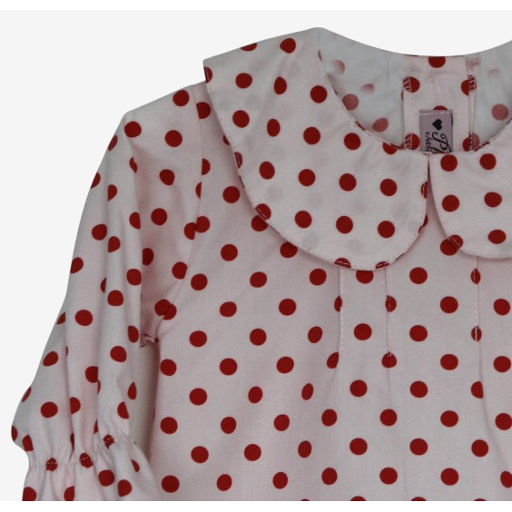Red dots collar blouse
