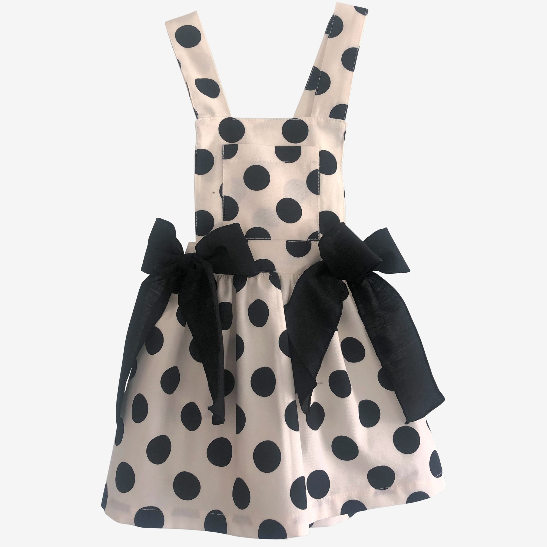 Skirt with braces ivory and black polka dots