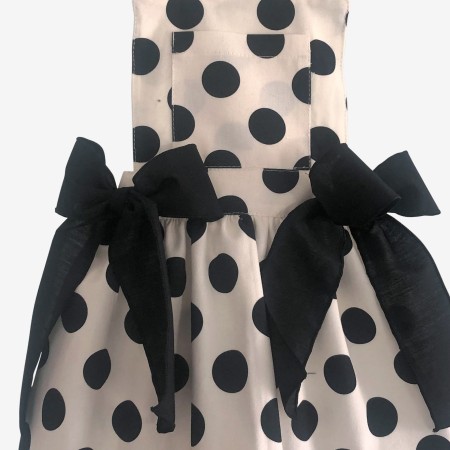 Skirt with braces ivory and black polka dots