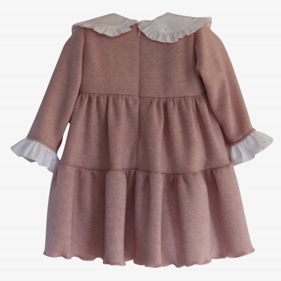 Pink jersey dress with white collar