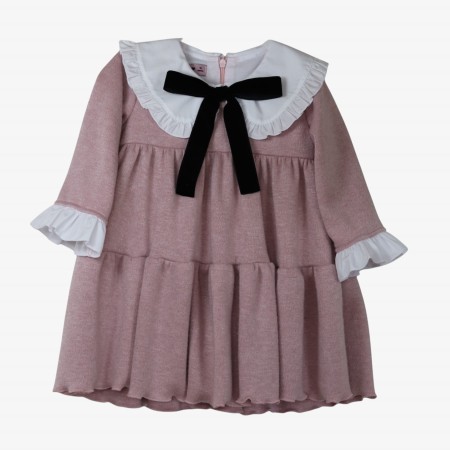 Pink jersey dress with white collar Pink jersey dress with white collar