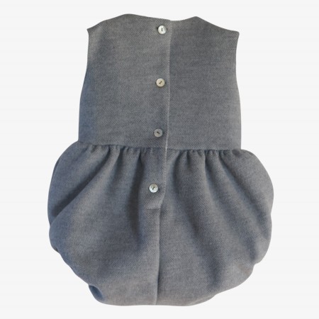 Grey romper with pink velvet bows Grey romper with pink velvet bows
