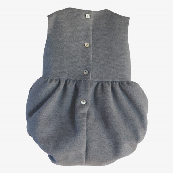 Grey romper with pink velvet bows