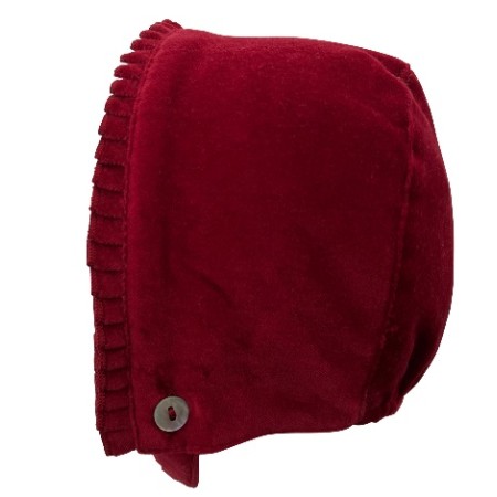 Bordeaux velvet pleated trim bonnet