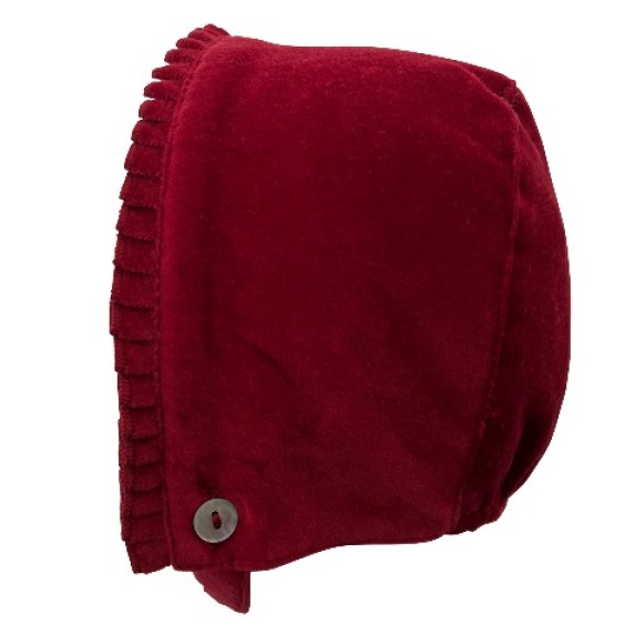 Bordeaux velvet pleated trim bonnet