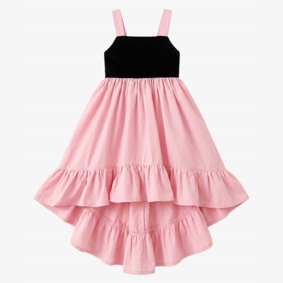 Pink and black dress with bow