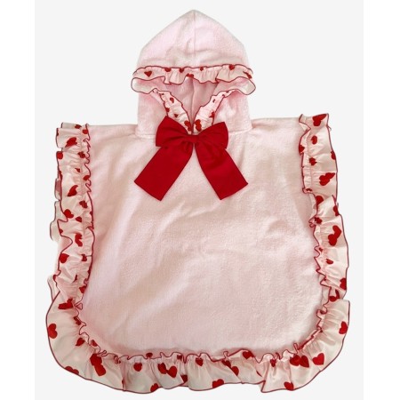 Pink with red hearts beach poncho