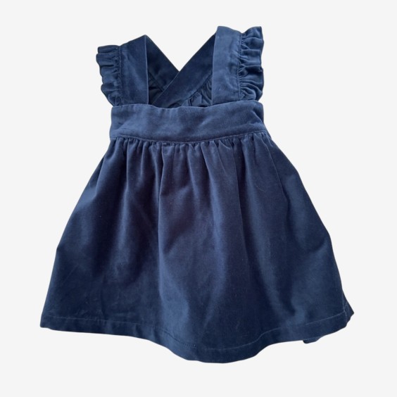 Robe à bretelles velour bleue