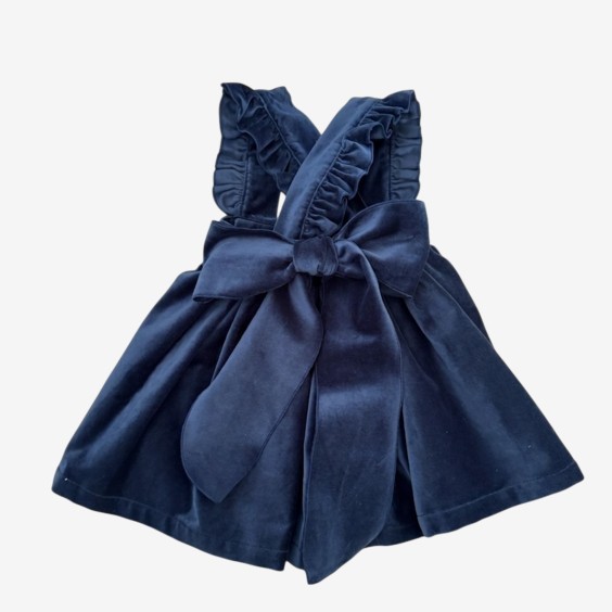 Robe à bretelles velour bleue