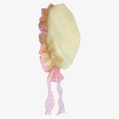 Yellow hat with pink gingham