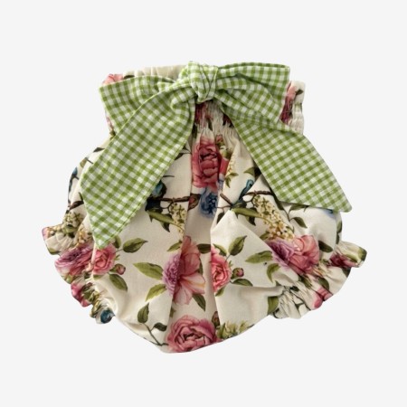 Flowers Knicker with green gingham bow