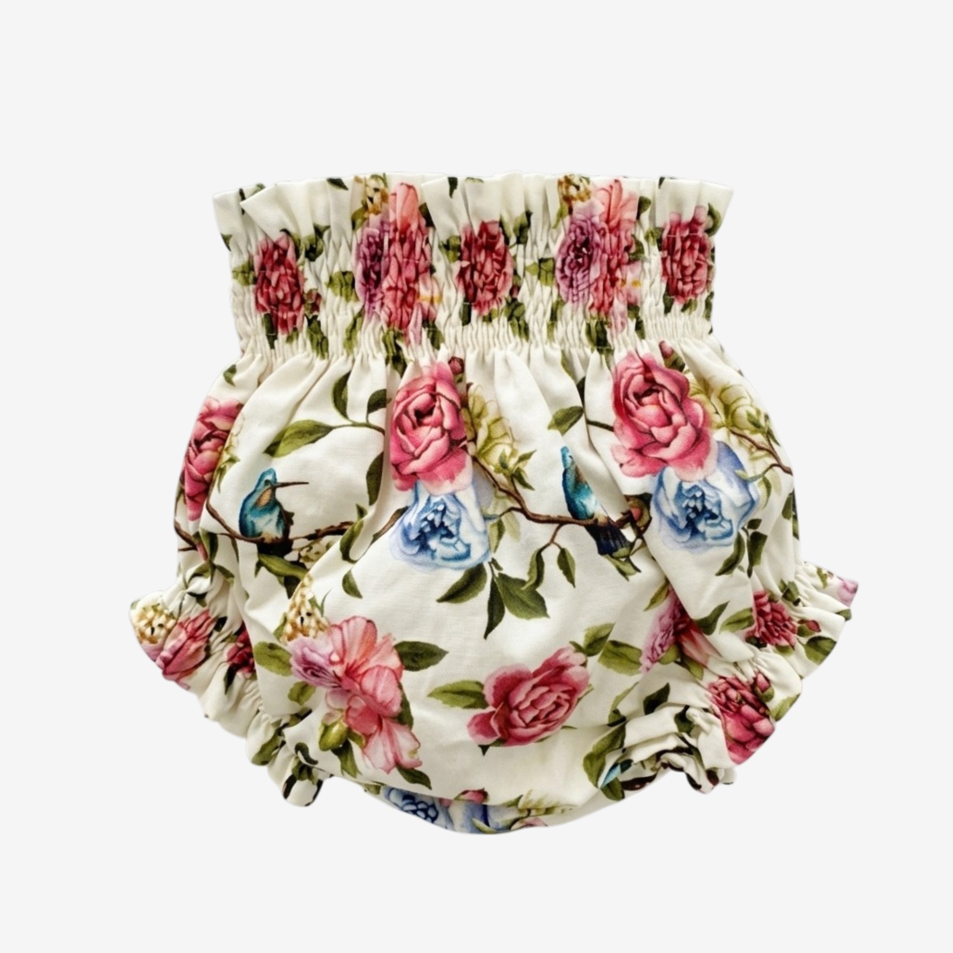 Culotte à fleurs avec un nœud en vichy vert