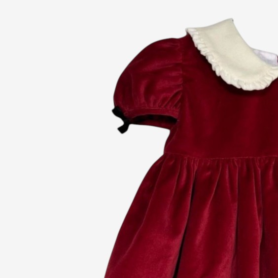 Bordeaux velvet dress with a collar