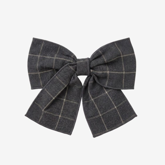 Grey bow with gold stripe
