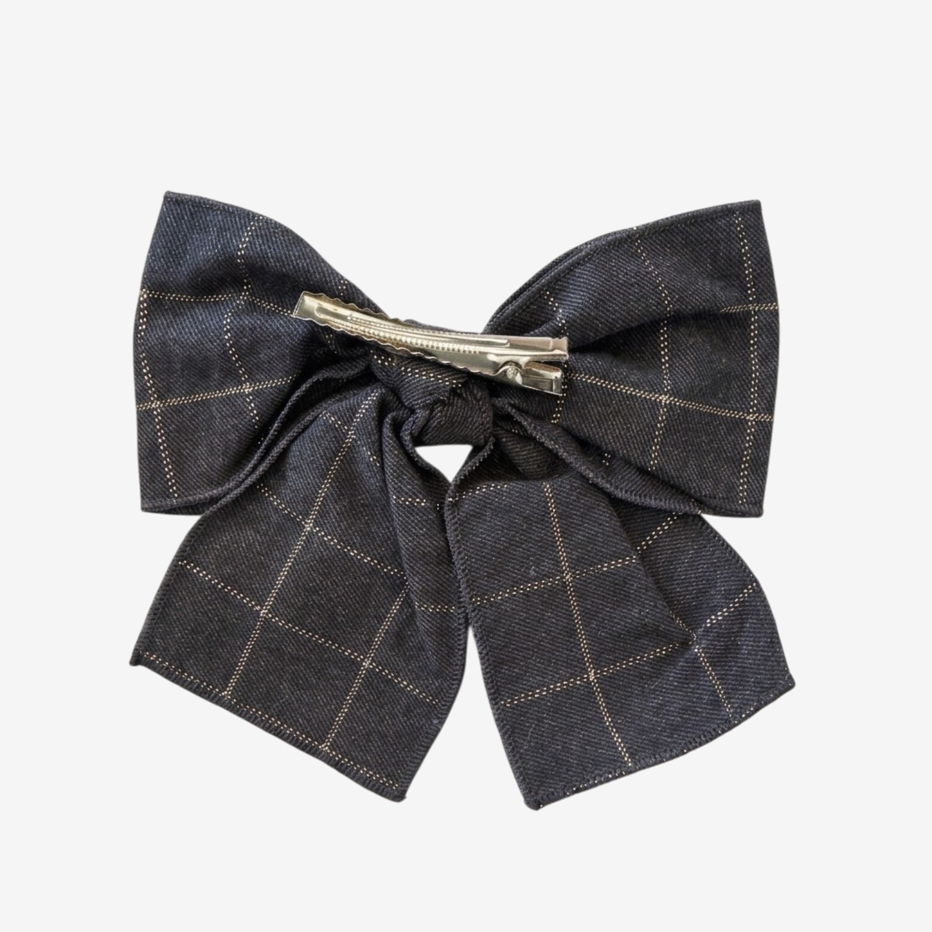 Grey bow with gold stripe