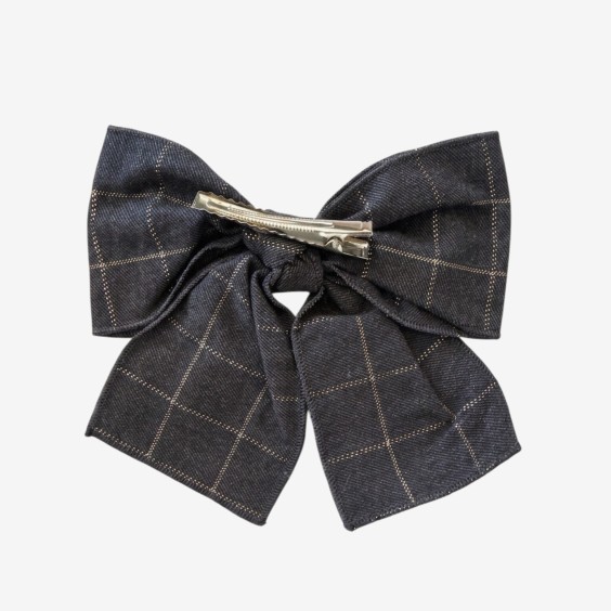 Grey bow with gold stripe