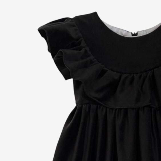 Black velvet dress with ruffle
