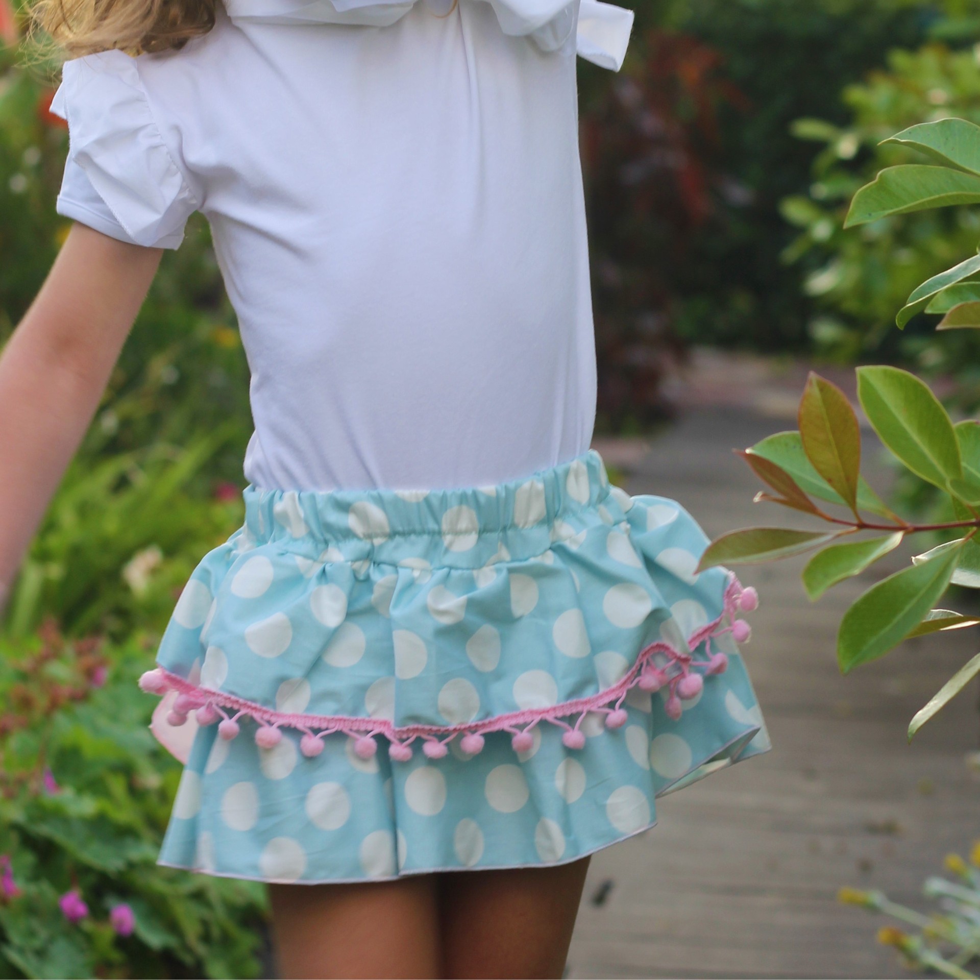 Blue with polka dots skort