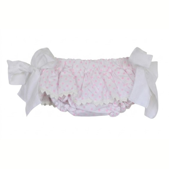 Tapa Fraldas cru com bolas rosa e renda Tapa Fraldas cru com bolas rosa e renda