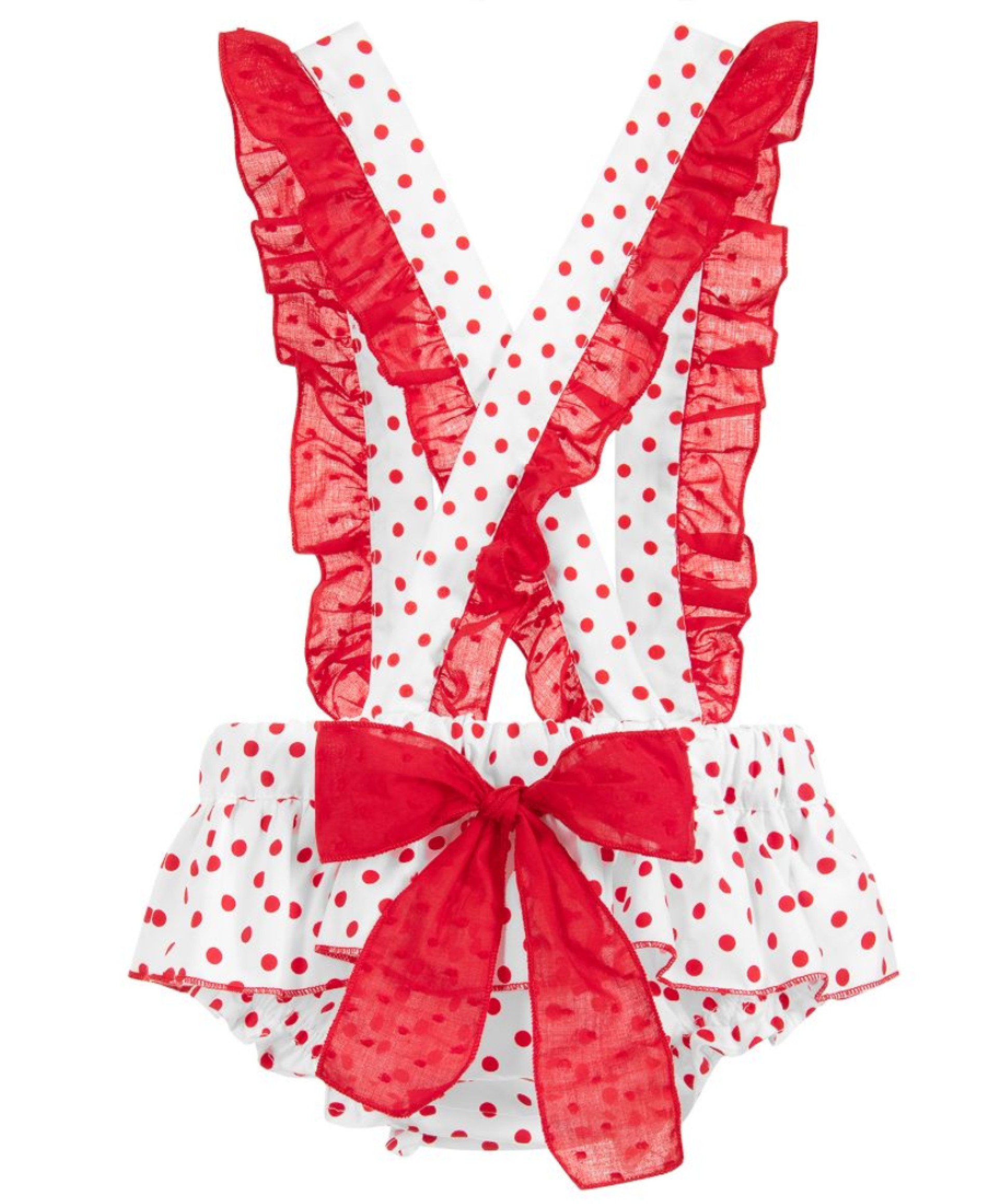 White with red dots bloomer with straps