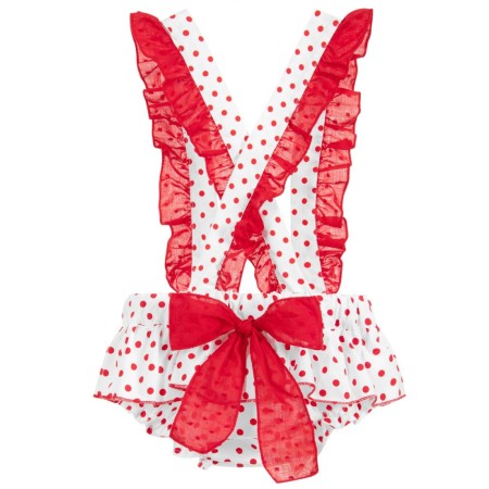 White with red dots bloomer with straps