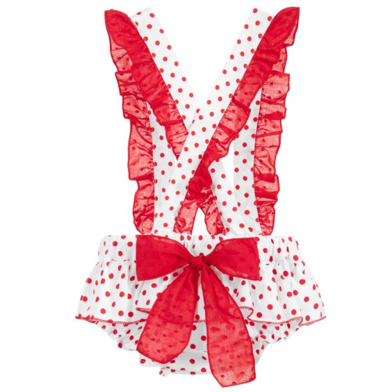 White with red dots bloomer with straps