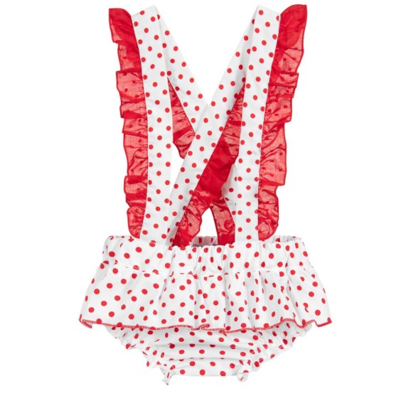 White with red dots bloomer with straps